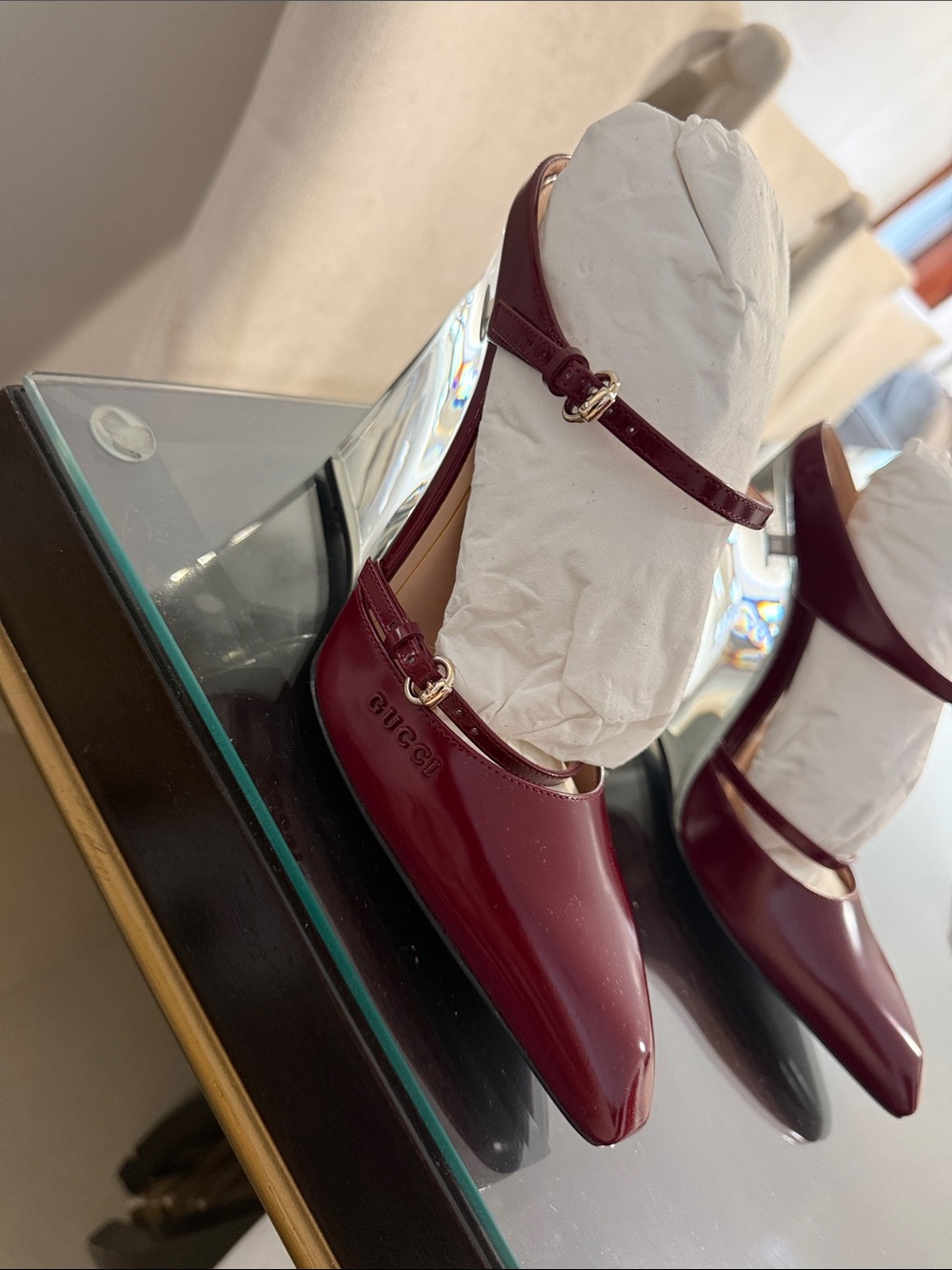 Gucci Burgundy Patent Leather Pumps